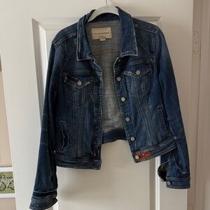 Pilcro and the Letterpress Cropped Blue Denim Jacket